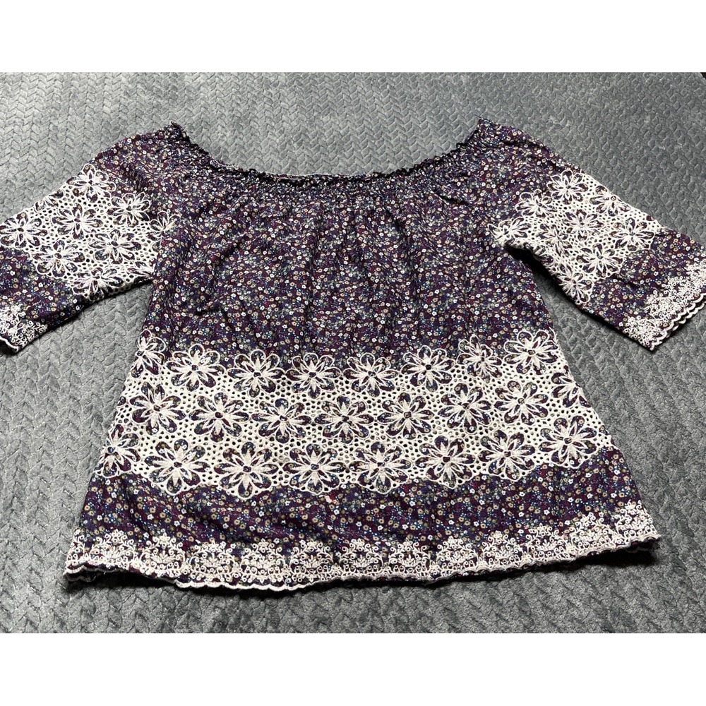 KUT from the Kloth Top Women M Off The Shoulder Cut Out Embroidered Peasant Boho